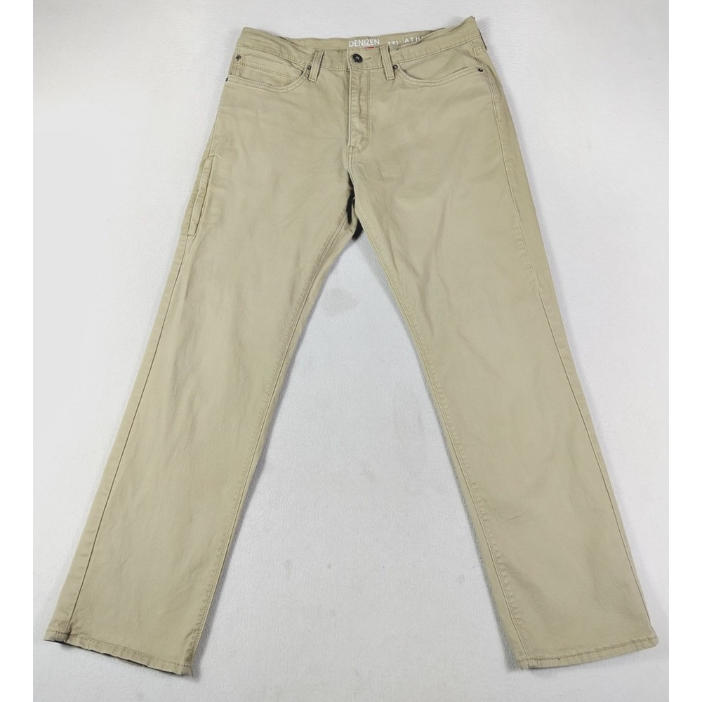 Denizen From Levis Jeans Mens 34x32 Beige Athletic Fit Straight Stretch Denim